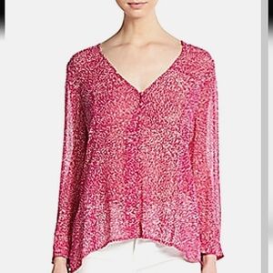 Joie Calvina Silk Dotted Blouse Magenta pink size xs